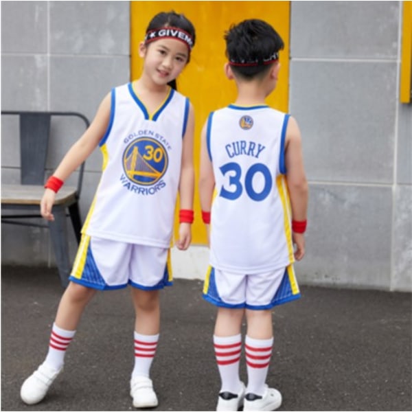 Barn NBA Golden State Warriors #30 Stephen Curry Högkvalitativ Dri-FIT basketuniform white 11years xl 10