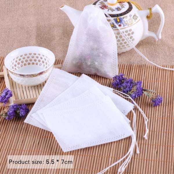 Loose Leaf Tea Infuser Set med lock Träsked Tom Dragsnöre Mesh Bag tea drain lid