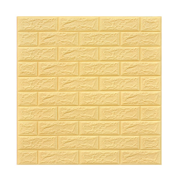 Självhäftande väggpanel Steneffekt Tegelmönster 3D Foam Vattentät tapet cream-colored