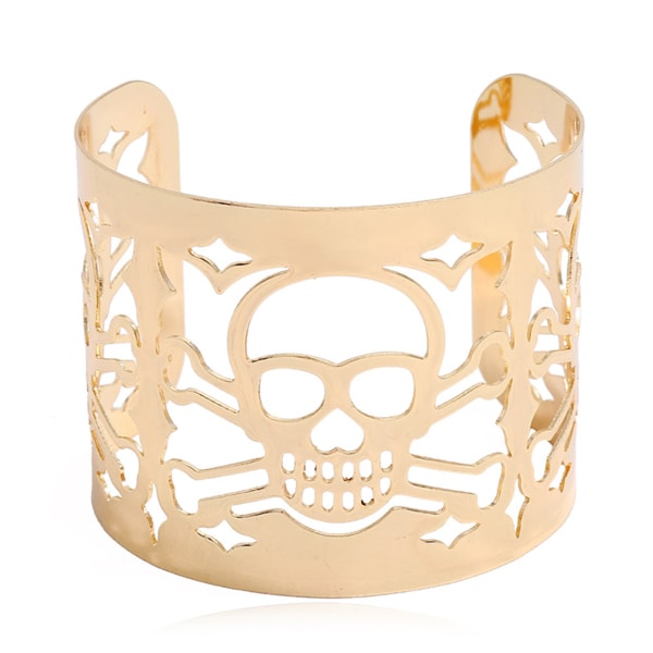 Fars dag present skalle armband metall ihålig hand öppen ring bred yta unisex gold