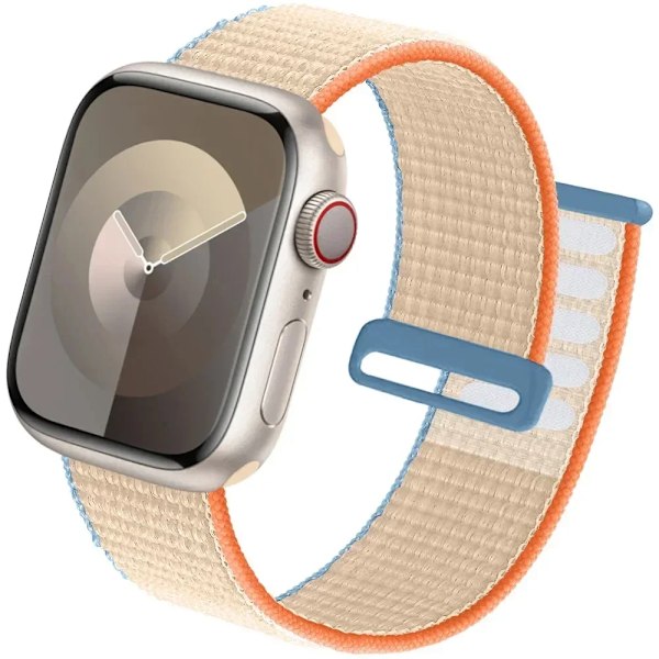 Nylon Loop för Apple Watch Armband Ultra2 49mm 44mm 40mm 45mm 41mm 42mm Armband iwatch Serie apple watch band 9 8 se 7 6 5 3 cream 66 49mm-45mm-44mm-42MM