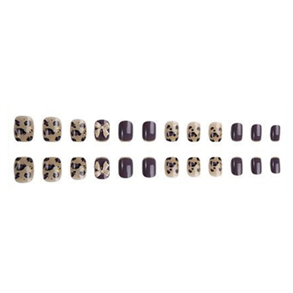 Set med 24 tryck på nagelbitar Dubbelfärgad korta jelly akrylnaglar med lim glue models