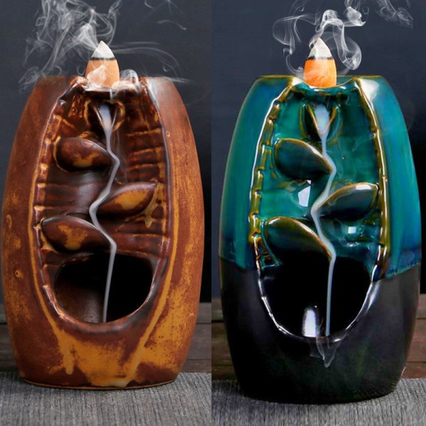 Backflow rökelsekar Smoking Flow Keramisk rökelsehållare dekoration för hemmakontoret b