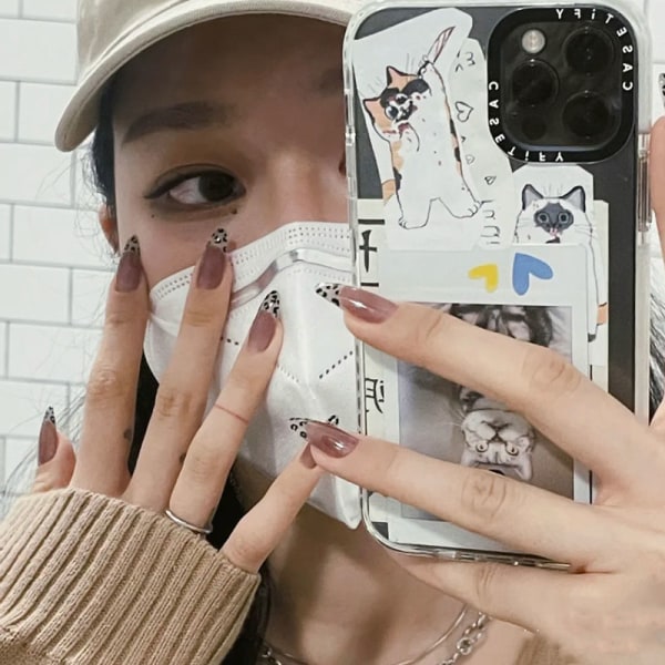 Falska naglar korta print nagelklistermärken Färdiga nagelklistermärken 24 st med lim gradient leopard print glue models