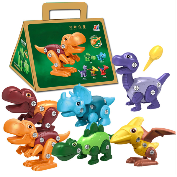 Montera dinosaurieleksaker Realistiska och säkra verktyg Lätt att montera leksak för barn Montessorileksak 6 pcs random