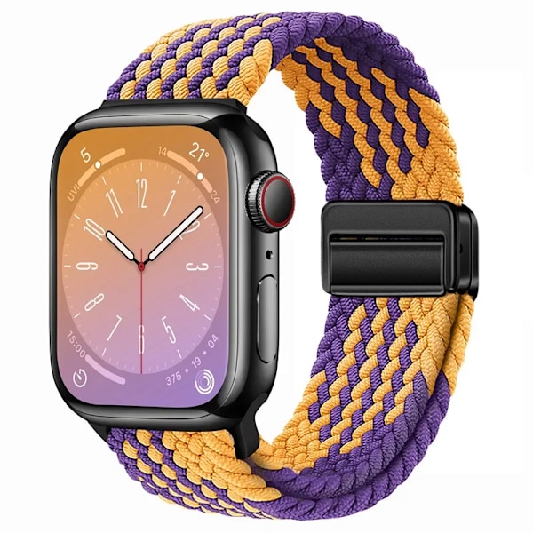 Nylonarmband för Apple Watch Ultra 49mm 10 46mm 42mm 9 8 7 45mm 41mm magnetiskt armband för iwatch 6 5 4 3 SE 44mm 40mm Rem Z Purple gold S10-42MM 38 40 41MM