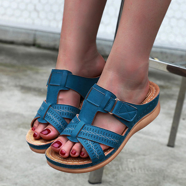 Dam Premium ortopediska sandaler med öppen tå Vintage Anti-slip Andas för sommaren royal blue 40