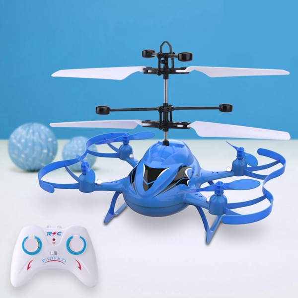 Färgglad ljussensor Flygplan Helikopter Fjärrkontroll Färgglad Drone Toy Airplane blue