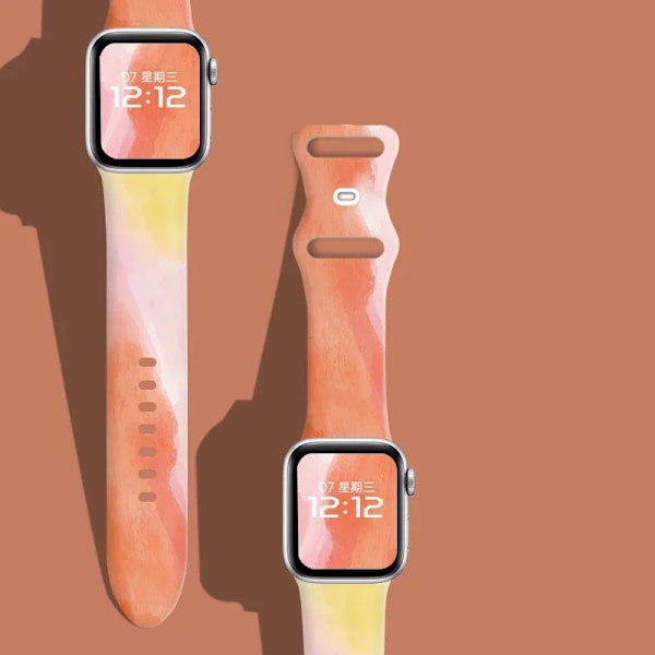 Svart Unity-armband för Apple Watch-armband 44mm 45mm Ultra 2 49mm 41mm 40mm Tryckt silikon leopardarmband iWatch 9 8 7 6 5 4 SE 16 Colorful Sakura 49mm 45mm 44mm 42mm