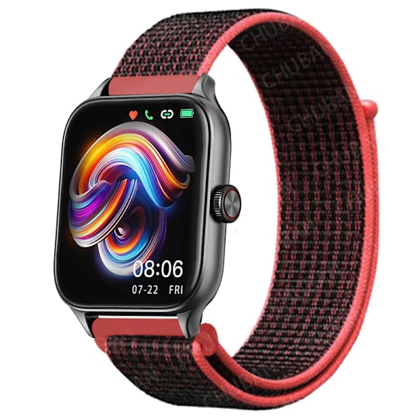 20mm 22mm Nylon Loop band för Amazfit GTS4/2/3/3pro/2e/GTS2 Mini/GTR 4 42mm/47mm/GTR2/2e/stratos armband Amazfit bip rem 10 red and black 22mm