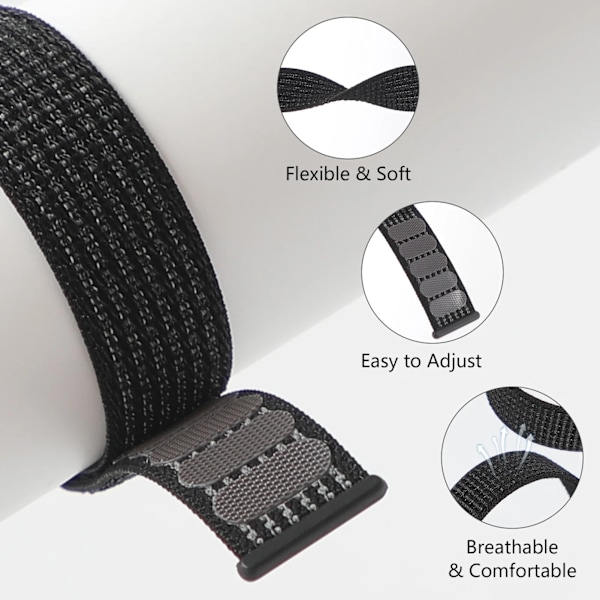 Nylon Loop Band för Samsung Galaxy Watch 6 4 7 classic/5 Pro/active 2/Gear S3 20mm/22mm Armband Huawei watch GT 2e 3 pro rem smokey mauve 38 22mm