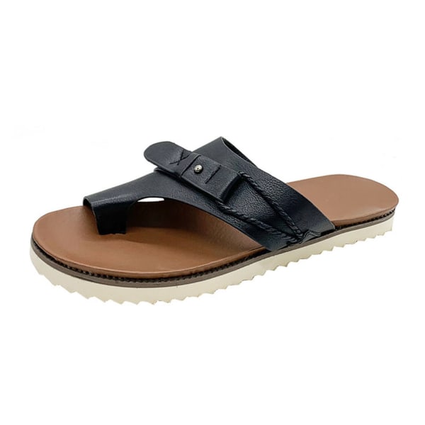 Kvinnors tofflor Personliga sandaler med öppen tå sommar Casual Platta skor dark brown 43