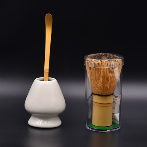 3 st Retro Bamboo Matcha tevisp Set för japansk teceremoni white