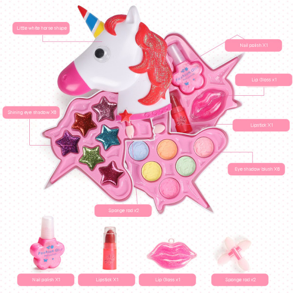 Söt Tecknad Tvättbar Makeup Kit Bärbar Princess kosmetikalåda Fantastiska födelsedagspresenter till barn a