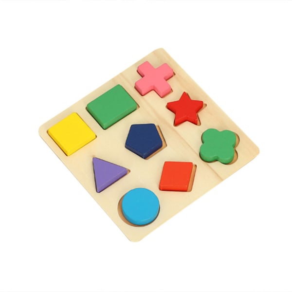 Trä förskola färgglada form pussel för småbarn Baby första pussel leksaker first division 9pcs