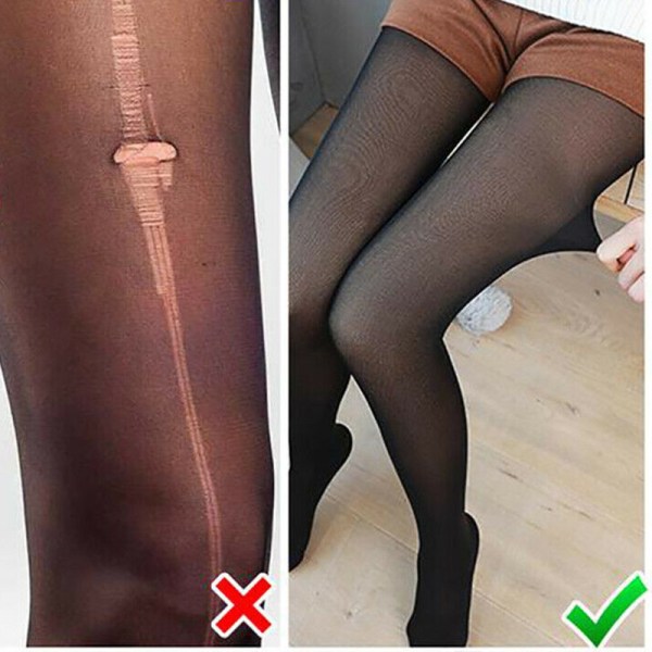 Ben Fake Translucent Warm Fleece Strumpbyxor Slim Stretchy för Vinter Outdoor Women black pantyhose 350g