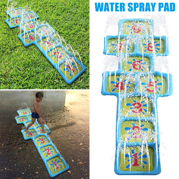 Water Play Hopscotch Matt Uppblåsbar lekmatta med vattensprinkler Trädgårdsspel för utomhusbarn default