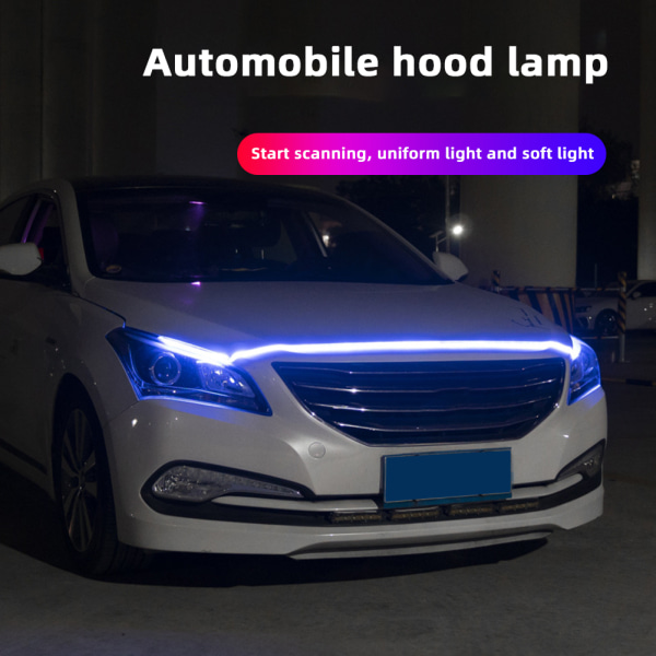 Scan Start LED Bil Motorhuv Ljusremsa Auto Motorhuv Guide Dekorativ Ambient Lampa Bil Körljus 1.5m blue