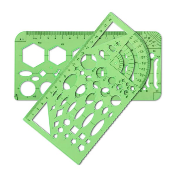 Set med 3/4/6/9/11 geometrisk ritmall Mätlinjal Klar plast draw circle template