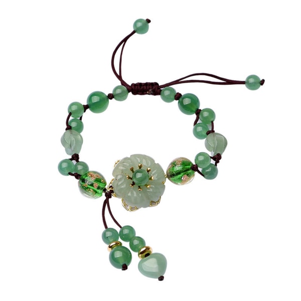 Blomma Jade sten armband orientaliska handgjorda stickning natursten pärla handled kedja hand default