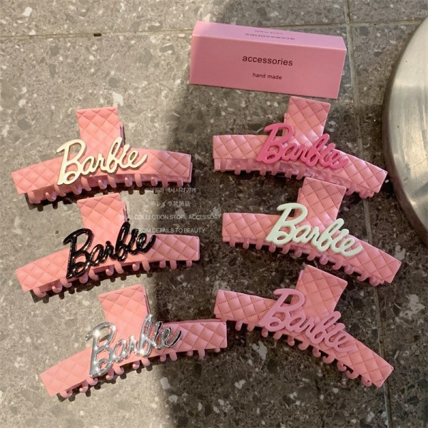 Barbie Girls Rosa metall pläd Stor bokstavslås Clip Enkel bakhuvud sked Shark Clip huvudbonad j