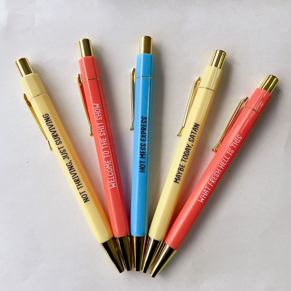 5 st inspirerande kulspetspennor uppmuntrande ord printed penna för skolpapper eller dagboksföremål b