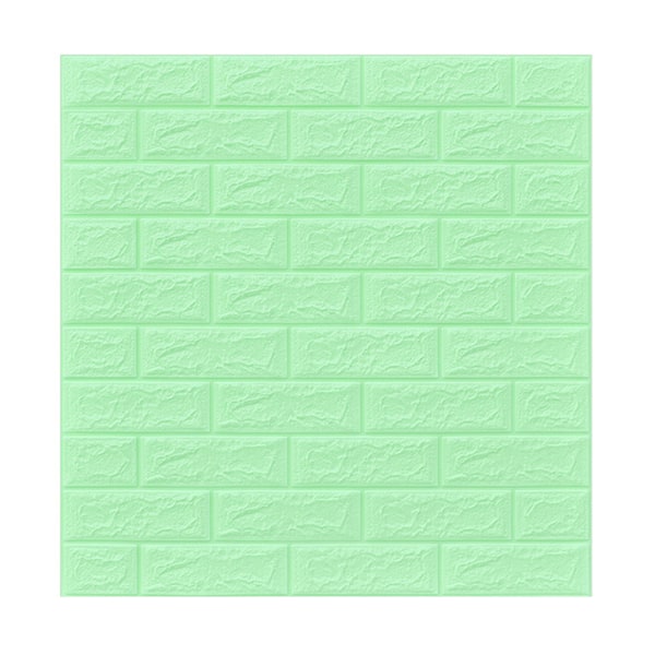 Självhäftande väggpanel Steneffekt Tegelmönster 3D Foam Vattentät tapet light green