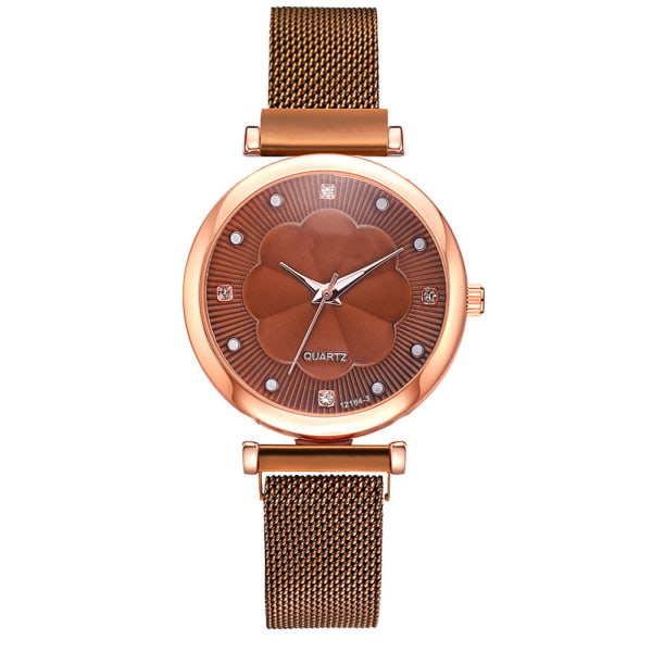 Damklocka Watch Set Liten visartavla Watch Magnetisk stängning Legering Armband brown 1