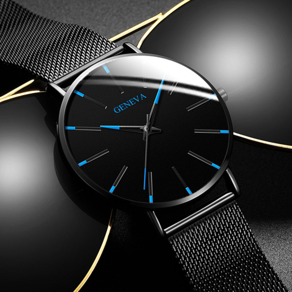 Modern minimalistisk watch i koreansk stil mesh watch för alla typer av företag black black blue