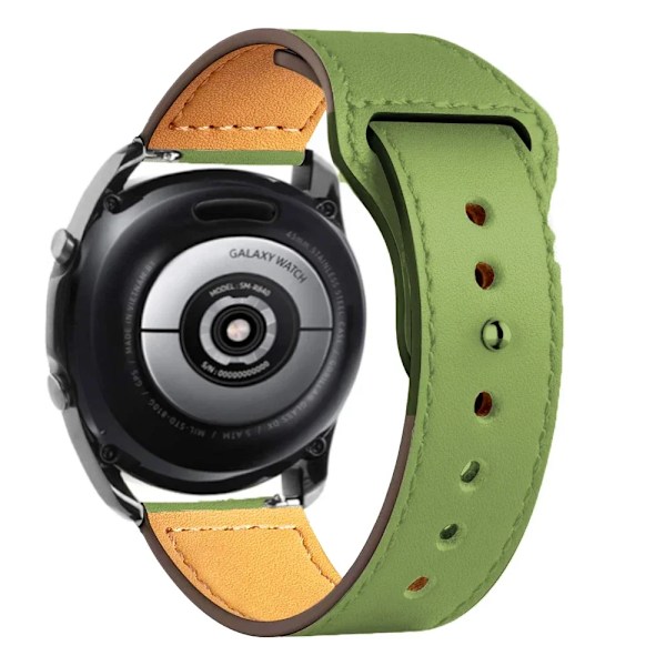 20/22mm Läderarmband för Samsung Watch 7/6/4/5 40 44mm 43mm Pro 45mm armband för Galaxy Watch 4 Classic/Active 3 42 46mm Green 17 20mm watch band