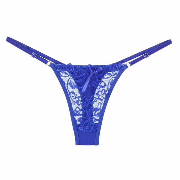 ALLTOOALL Sexiga spetsunderkläder för kvinnor, låg midja, justerbara stringtrosor, transparent G-string, kvinnliga, andningsbara underbyxor, underkläder BLUE 40-70KG
