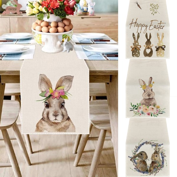 Kaniner påskbordslöpare slitstark skrivbordstygdekor för påskfestevenemang 1