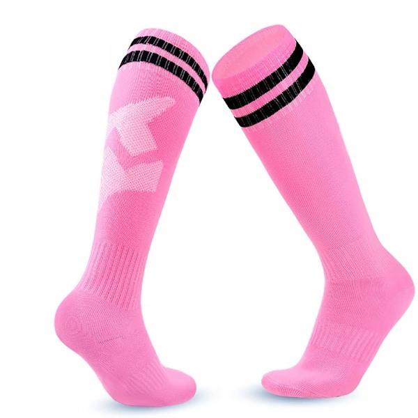 Loogdeel Fotbollsstrumpor Stretchiga Kompressions Knähöga Tubstrumpor Herr Dam Tonåringar Barn Andningsbara Fotboll Atletiska Sportstrumpor A--Pink L--Adult