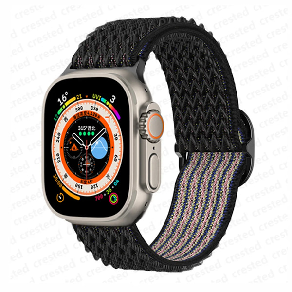 Scrunchie Armband för Apple Watch Band 45mm 44mm 40mm 41mm 42mm 46mm 49mm Elastiskt Nylonarmband iWatch serie 10 9 8 7 se Ultra 2 Official black W 42mm 44mm 45mm 49mm