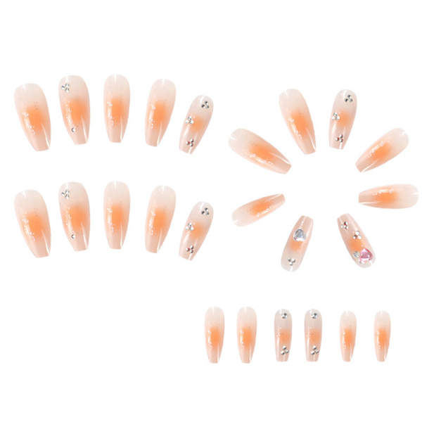 Gradient Gula Konstgjorda Naglar Bekväma Lösnaglar för Daglig Användning glue models