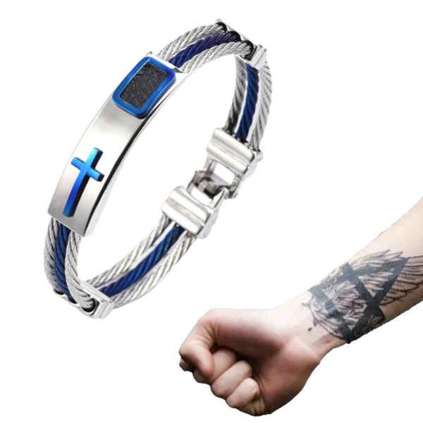 Personliga armband Handledsarmband Elektropläterade krucifix smycken med 2 storlekar för födelsedagsfestshow blue 22cm