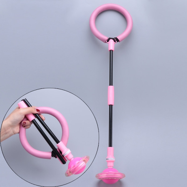 Sport Skip Ball En fot Blinkande Skip Ball Färgglad Sports Swing Ball Fitness Toy pink folding