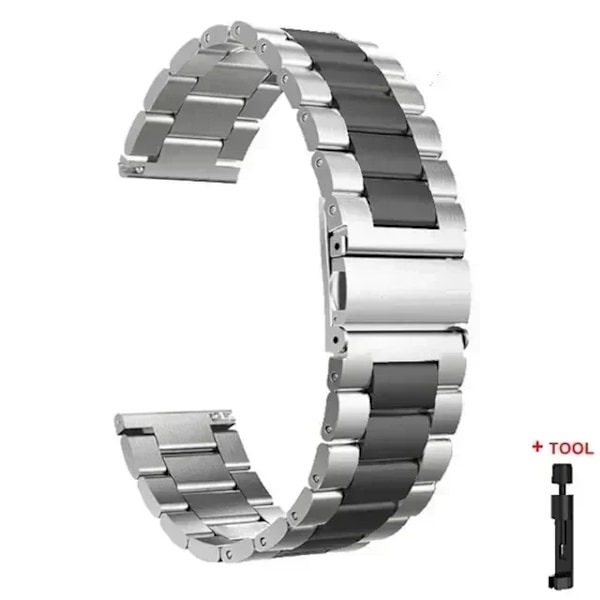 Metallarmband för Samsung Galaxy Watch 7/6/5/4 40mm 44mm Rostfritt Stål Armband Galaxy Watch 6/4 Classic 47mm 43mm 46 42mm/5pro 45mm Silver Black Amazfit GTS