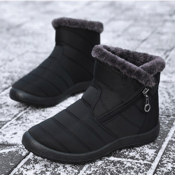 Stövlar För Dam Fluffiga Tjock Fleece Fodrade Snow Boots Varma Ankel Boots med dragkedja blue 37