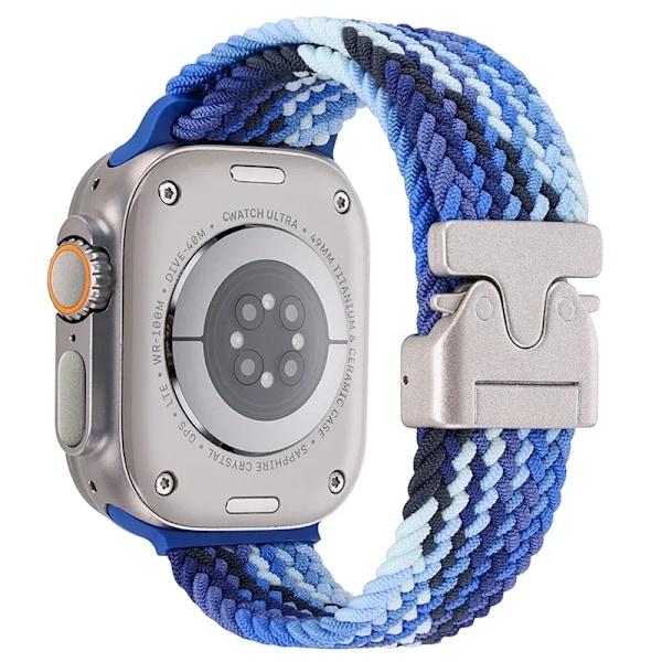 Nylonarmband för Apple Watch Ultra 2 49mm 10 42mm 46mm 9 8 7 45mm 41mm Fallskärmsflätat Bekvämt Band IWatch 6 5 4 SE Correa Blueberry 42-44-45-46-49MM