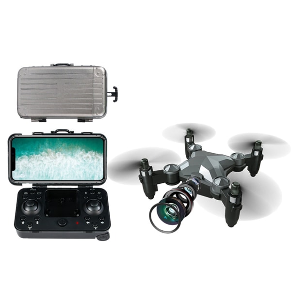 Mini hopfällbar drone med kameragest fotofotografering 4-axlig helikopterleksak titanium gray aerial 480 p