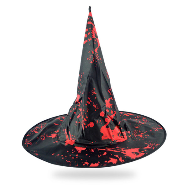 Halloween häxhatt med blodtillbehör för Halloween Masquerade Cosplay Party black