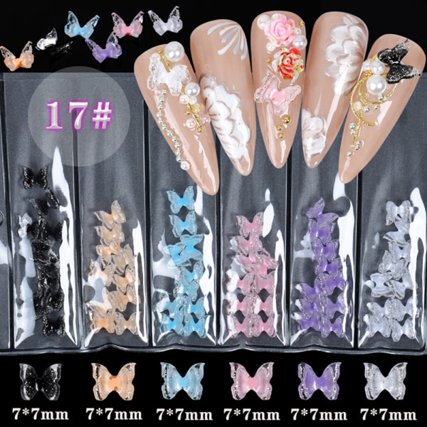 Nageldekor 3D Butterfly Nagelprydnad Makron Färg Tårta Blomma DIY Charm gzh15