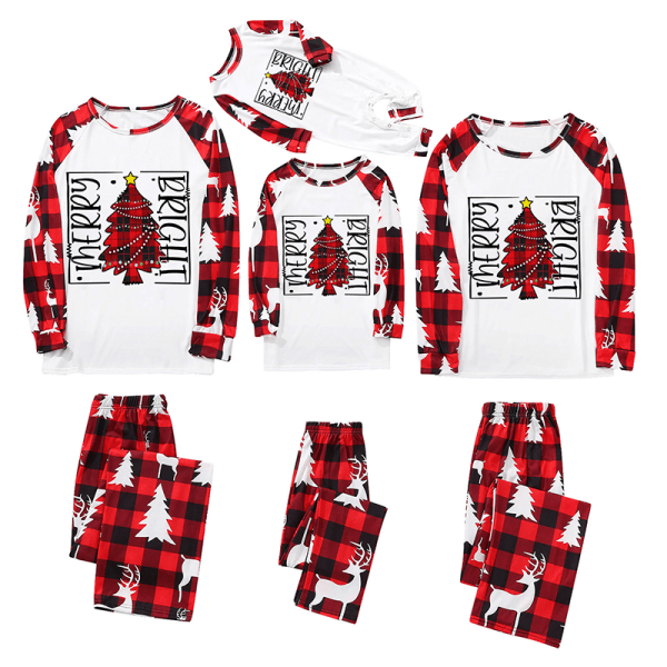 Julklappspyjamas tecknad bokstavstryckt hemmadress säsongsbetonade långärmad pullover familjesömnplag baby 2 l