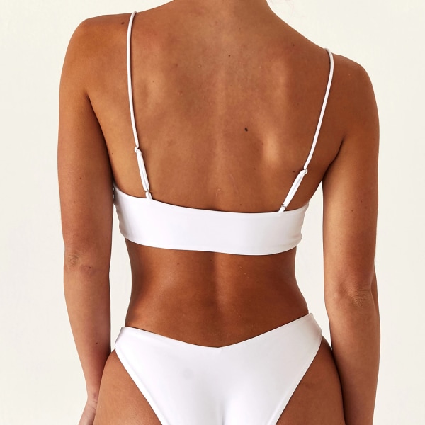 2st sexigare kvinnor sommar bikini badkläder bikini set vadderad bh slips sida G-String Thong Beach white s