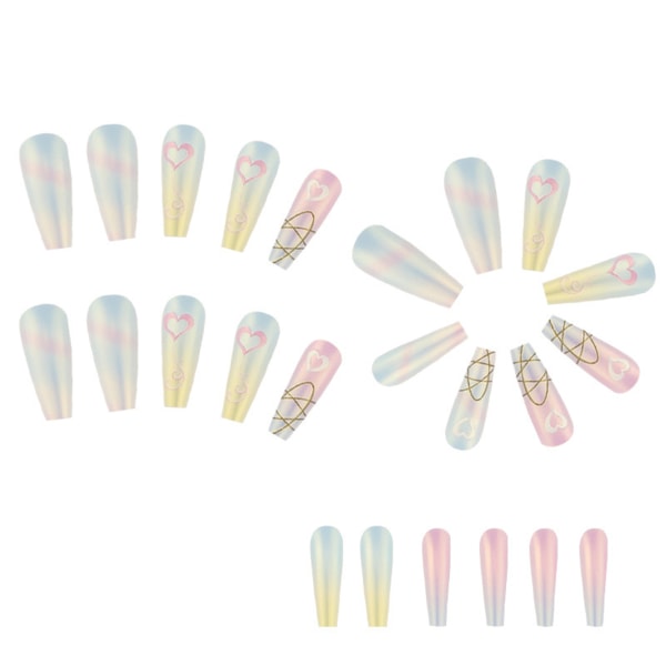 Färgglada Gradient Press-on Nails Lätt att applicera & ta bort naglar för kvinnor Flickor Nageldekor glue models