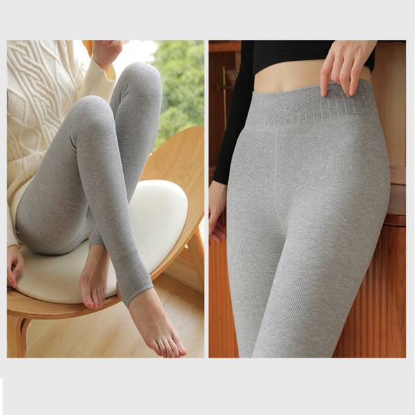 Förtjockad bomull Strumpbyxor Thermal Tight Leggings för kvinnor Vindtät varaktig värme light gray 330g with feet