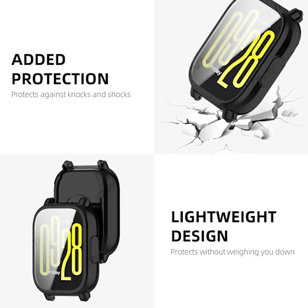 Skal för Xiaomi Redmi Watch 5 Active/Lite Skärmskydd Fodral Mjuk TPU Allround Skyddande Stötfångare Skal Tillbehör Gold Redmi Watch 5