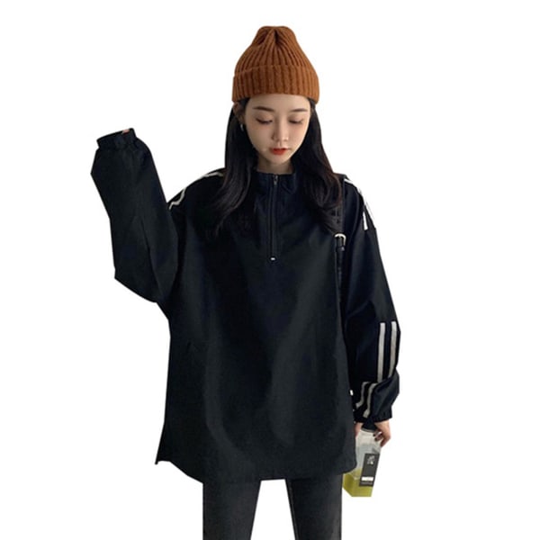 Kvinnors Casual Sweatshirt Mode Långärmad Kappa Lös Bekväma Ytterkläder för 2xl black