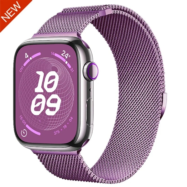 Milanese Armband för Apple Watch 10 46mm 42mm Band Magnetiskt Armband för iWatch Ultra 49mm 9 8 7 6 5 SE 45mm 41mm 44mm 40mm Armband Purple Series 10 42mm